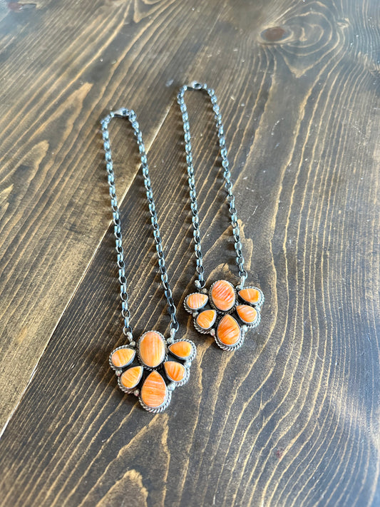 Navajo Spiny Oyster Cluster Necklace
