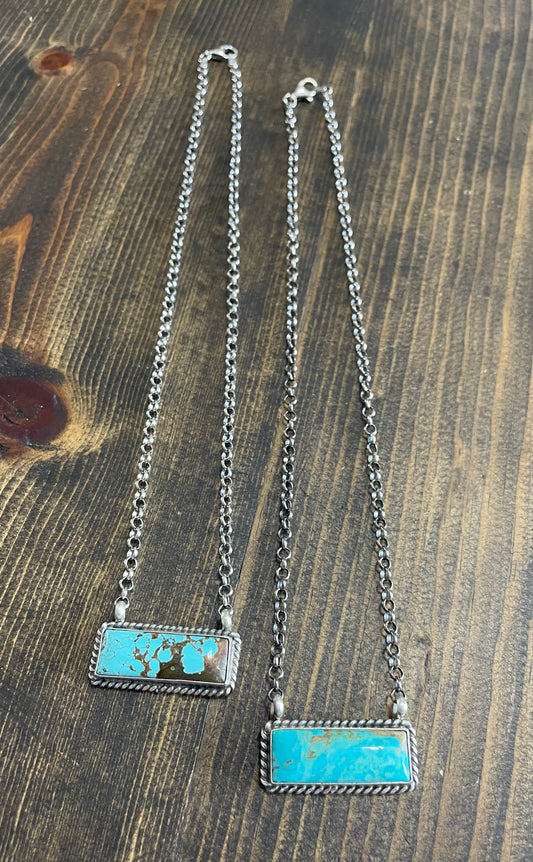 Kingman Turquoise Bar Necklace