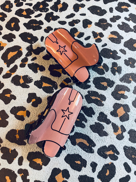 Cowboy Boot Claw Clip-Pink